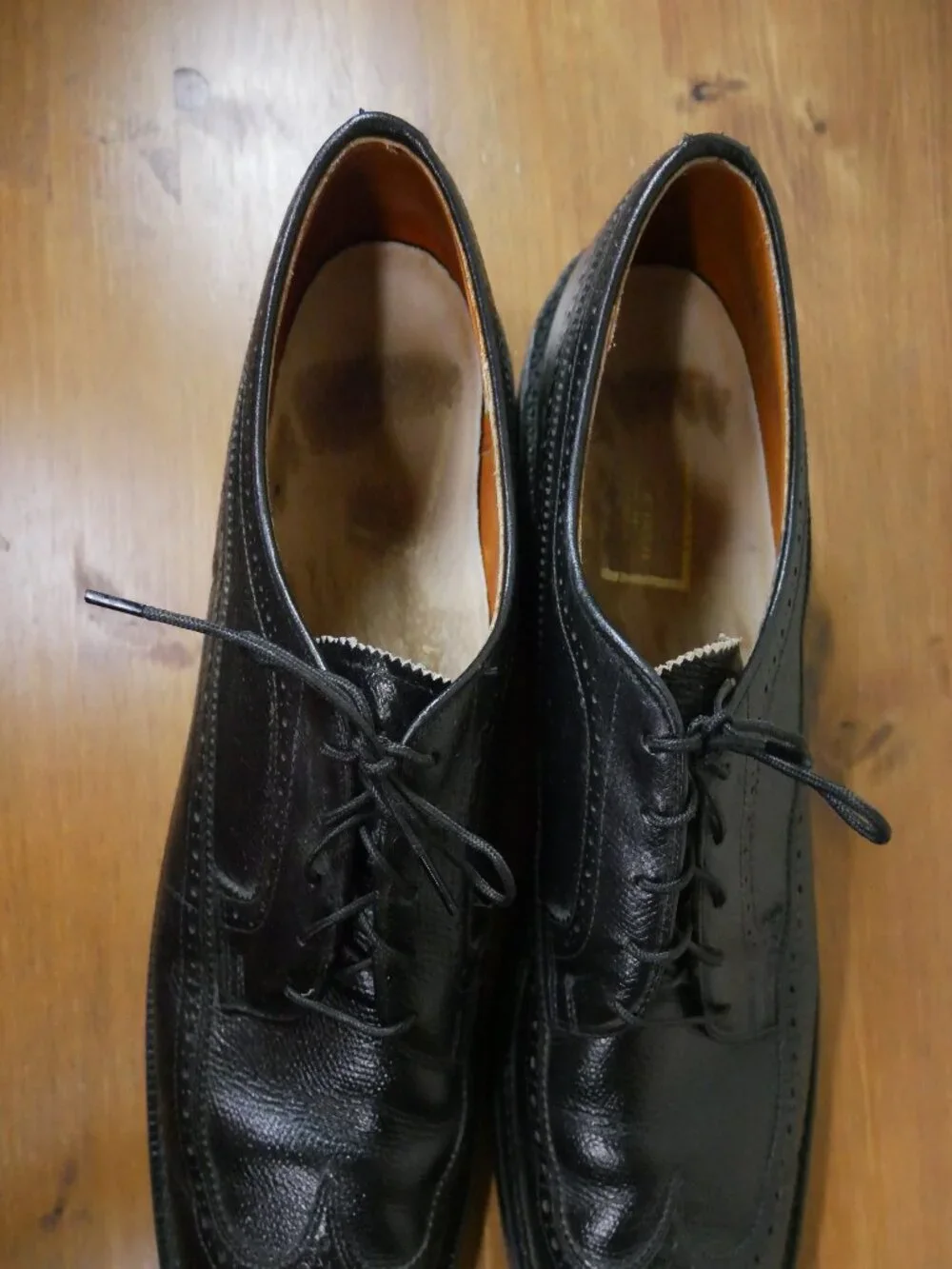 Stuart McGuire Black Wingtip Oxford Dress Shoes Mens Sz 13 Real Leather Vtg USA